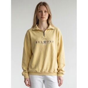 SDI Belmont Country Club Quarter Zip Sweatshirt Yellow Cotton Womens Medium